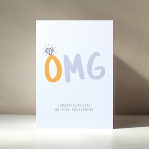 OMG - Biglietto d'auguri A6 con anello di fidanzamento, matrimonio, gioco di parole divertente, amore, anniversario, compleanno - Personalizzazione gratuita