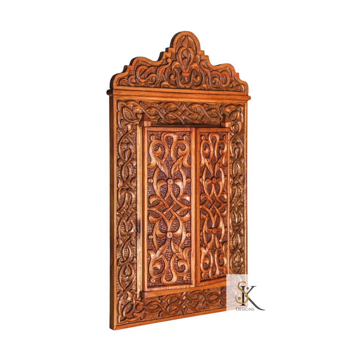 Moroccan Carved Wood Mirror Wall Art Decor Hand Carved Etsy