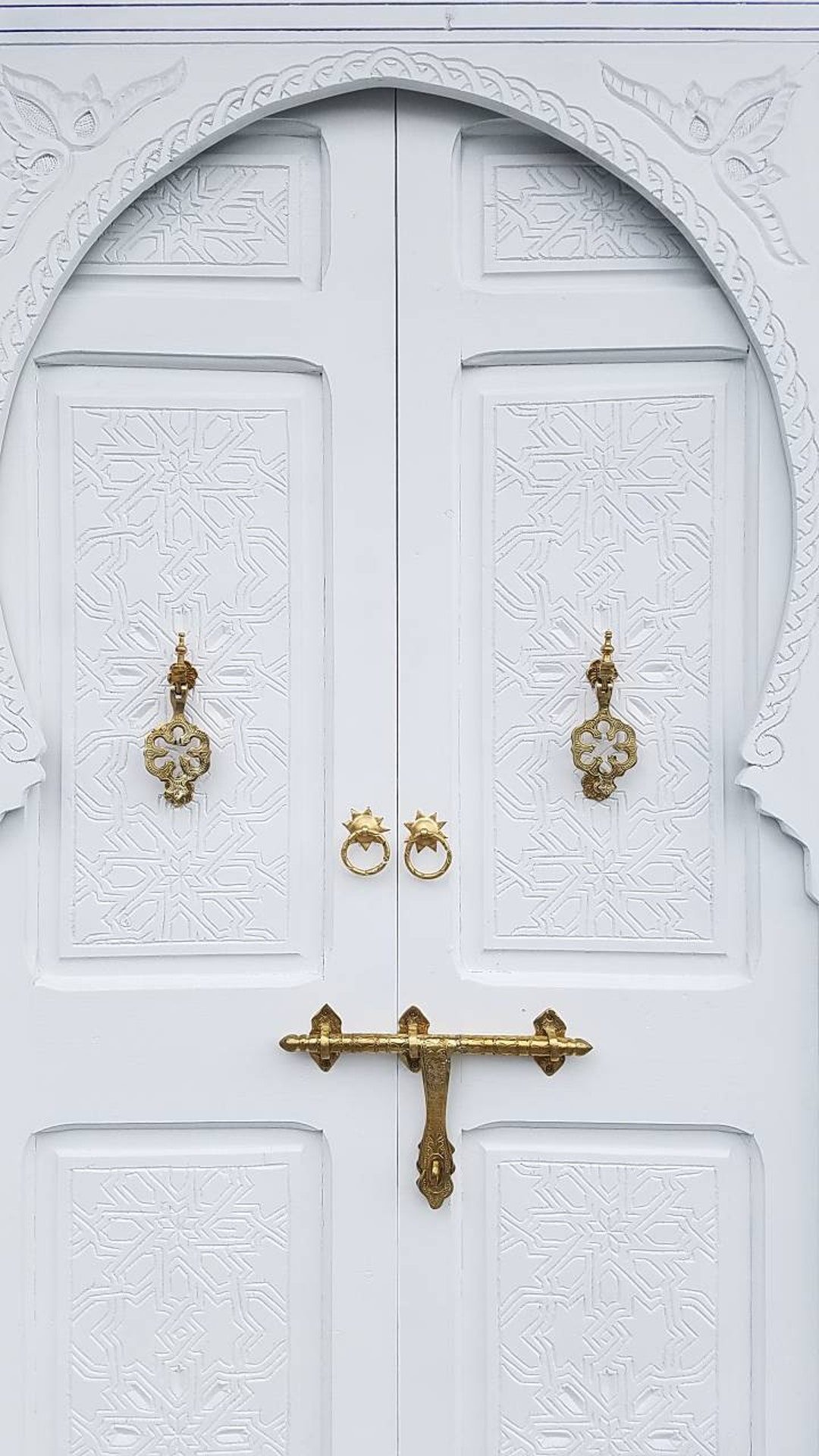 White Moorish Double Entry Door Panels Handmade Carving Etsy