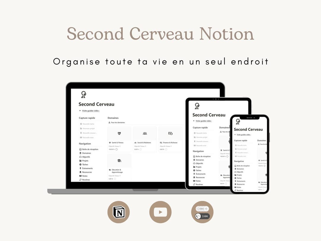 Second Cerveau Notion – Modèle Notion Deuxième Cerveau, Template Notion ...