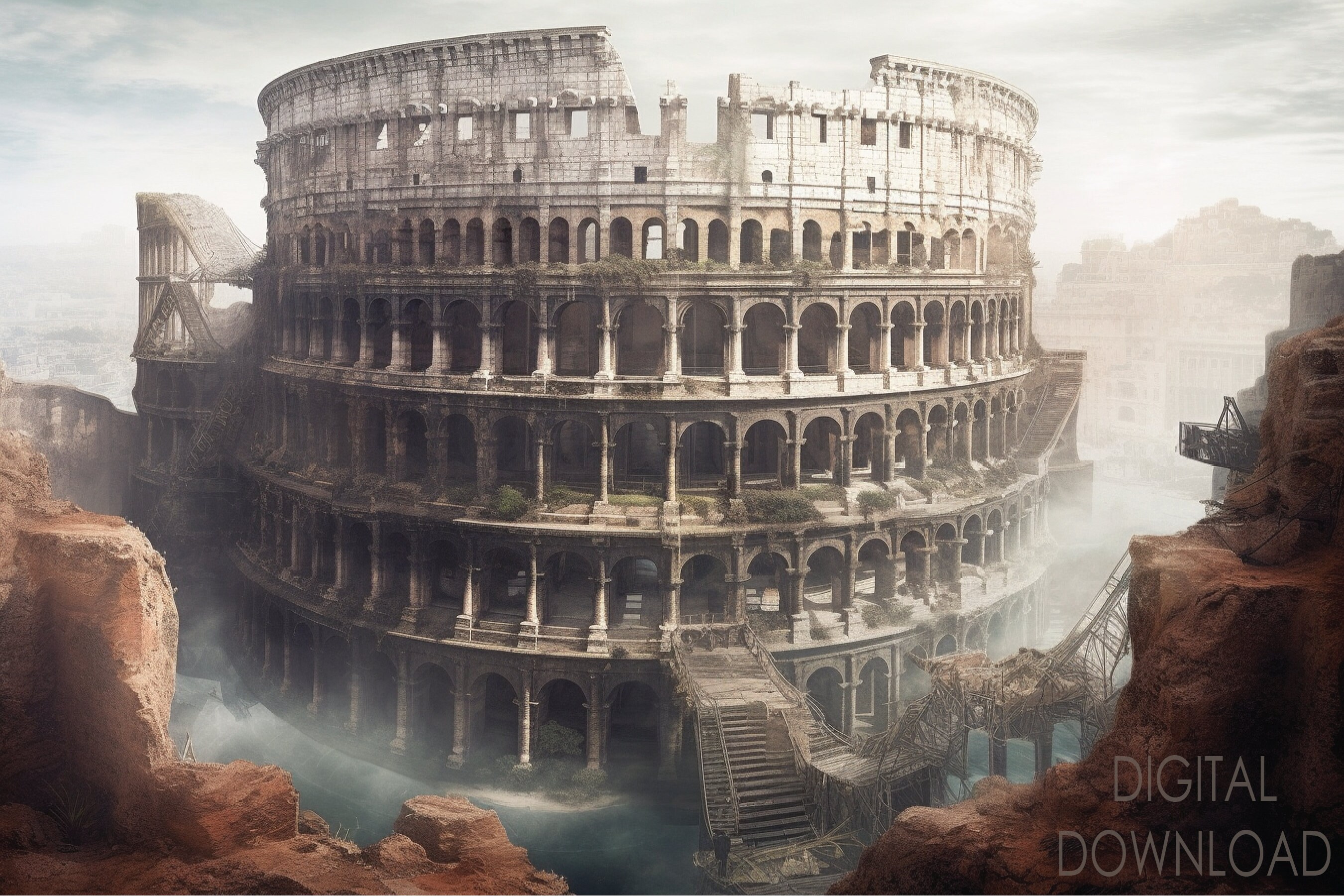 Roman Colosseum in Surrealism AI Digital Download Digital Art Art and ...