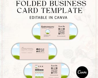 Gefaltete Visitenkarte Vorlage | Bearbeitbare Canva Visitenkarte | Druckbare faltbare Visitenkarte | Kleine Unternehmen Branding |
