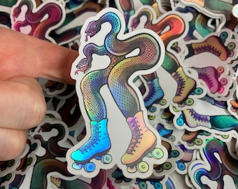 Adesivo Snakes in Skates - Adesivo in vinile olografico arcobaleno