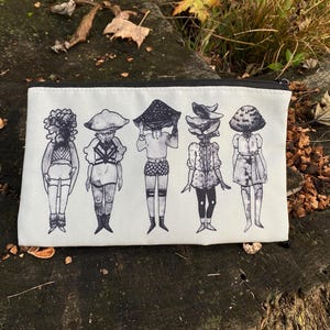 Mushroom Girls - Canvas Zippered Pencil Pouch