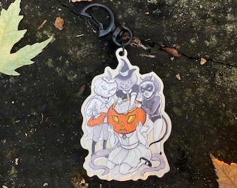 Llavero infantil de calabaza podrida - Dije para bolso estilo vintage