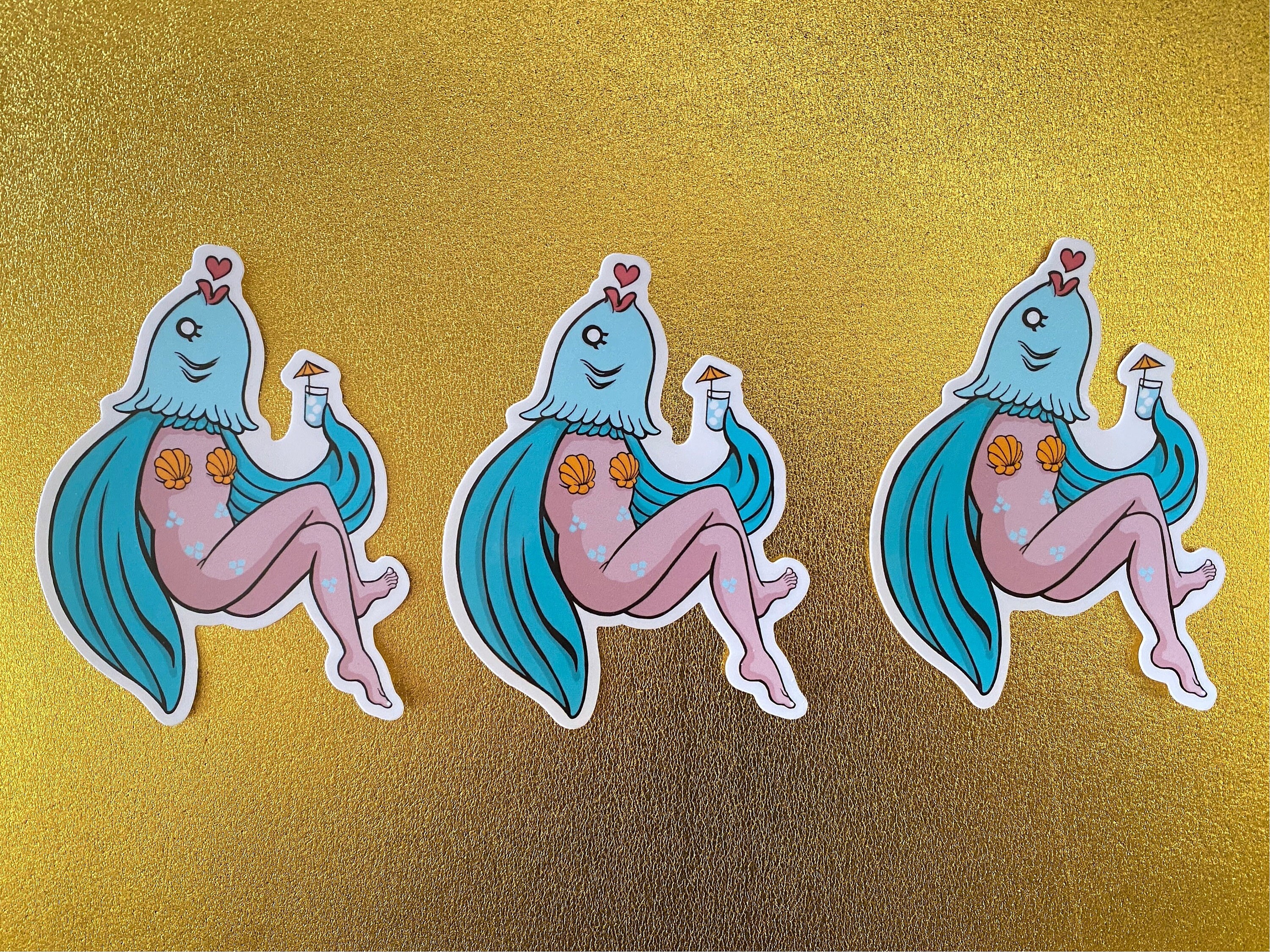 Reverse Mermaid - Waterproof Sticker - Etsy