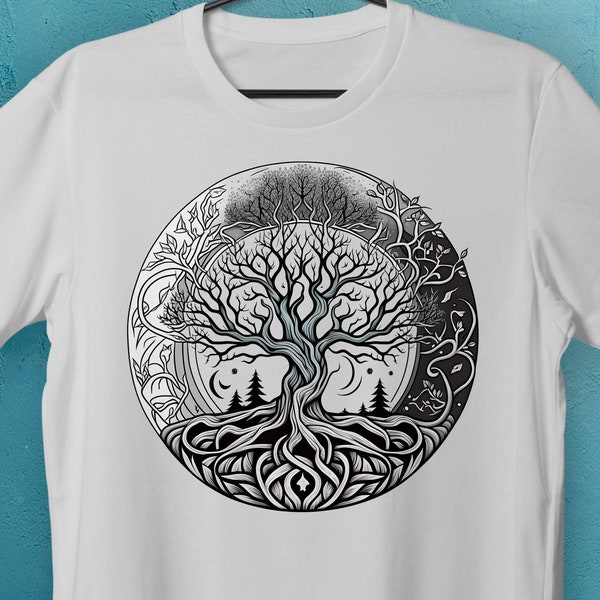 Women's Baby Yggdrasil Tee with Norse Elder Futhark Runes