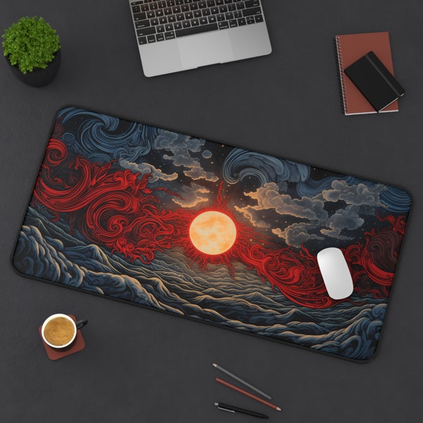 Sun above the Mountains Custom Large Extended Gaming Mouse Pad, Graphical Vibrant Nature Big XXL Desk Mat, Cool Unique Gaming accessory Gift