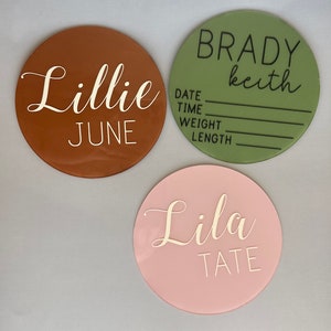 Acrylic baby name plaque with birth information