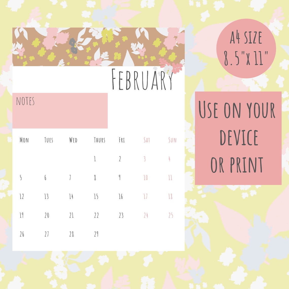 2024 Calendar Floral Art 2024 Calendar Printable Yearly Planner