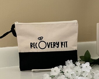 Bridesmaid Survival & Recovery Kit, Bachelorette Favor, Personalized Cosmetic Bag, Party Survival Bag, Wedding Party Gift, Engagement Gift