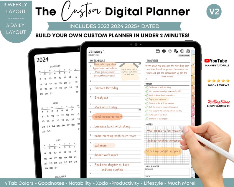 Remarkable Template Calendar 2023 2024 2025 All in One Digital Planner Remarkable 2 Template
