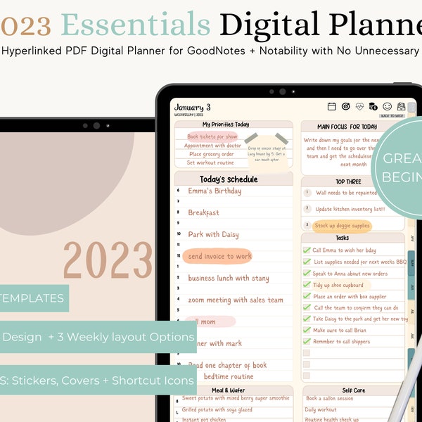 2024 - 2025 reMarkable 2 Ultimate Planner | Hyperlinked Digital Planner Bundle | Digital Download PDF Template for reMarkable tablet