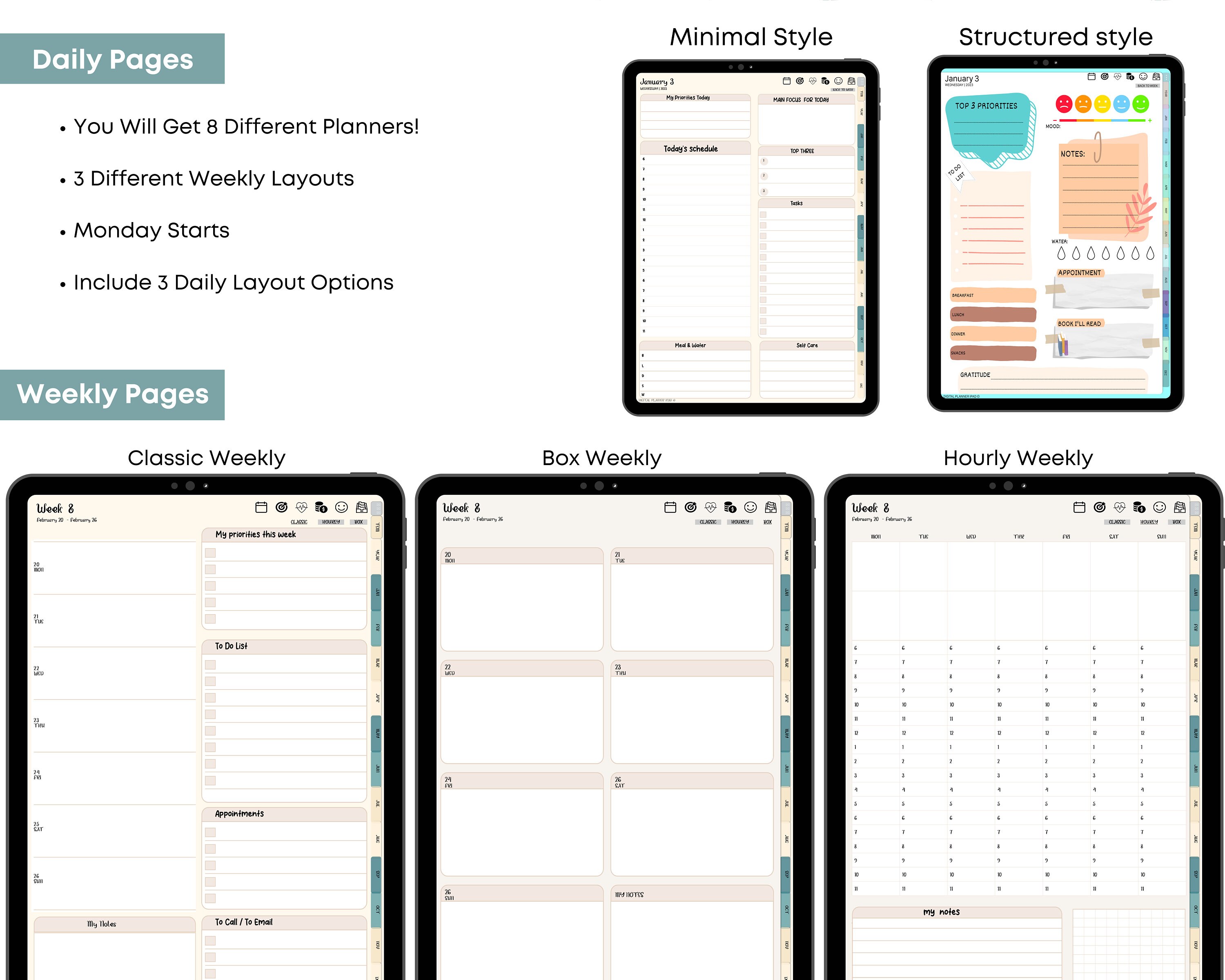 2024 2025 Remarkable 2 Ultimate Planner Hyperlinked Digital Etsy