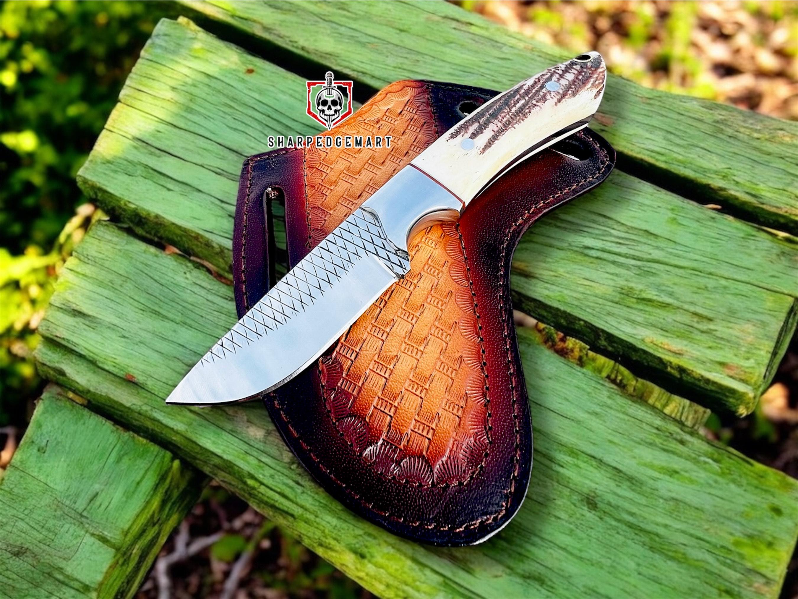 Custom Rasp Handles Personalized Handmade Rasp Steel Bull Cutter Knife: Stag Horn Handle ...