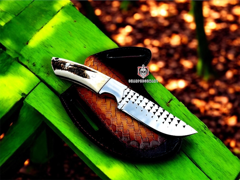 Custom Rasp Handles Personalized Handmade Rasp Steel Bull Cutter Knife: Stag Horn Handle ...