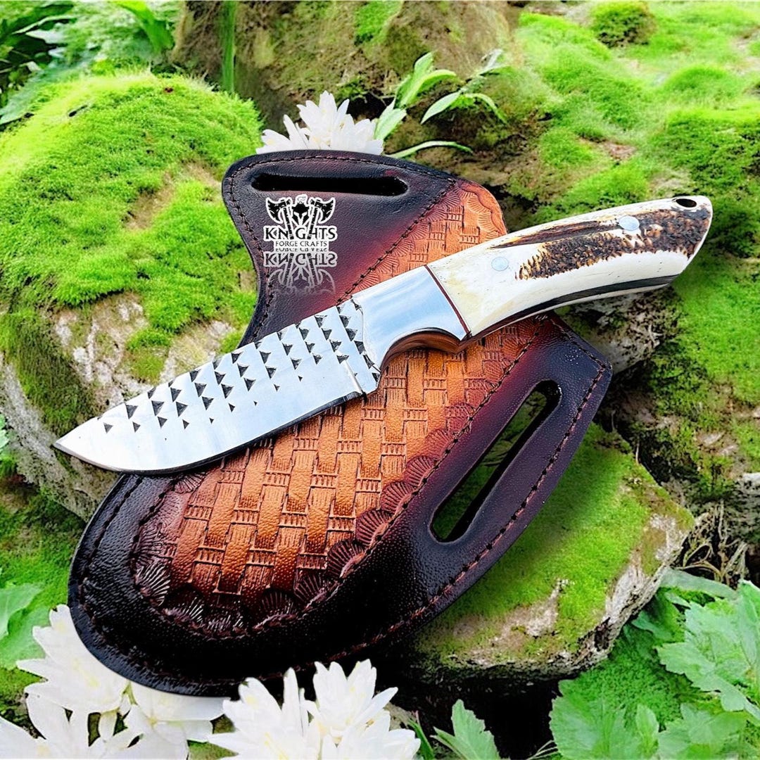 Custom Rasp Handles Personalized Handmade Rasp Steel Bull Cutter Knife: Stag Horn Handle ...