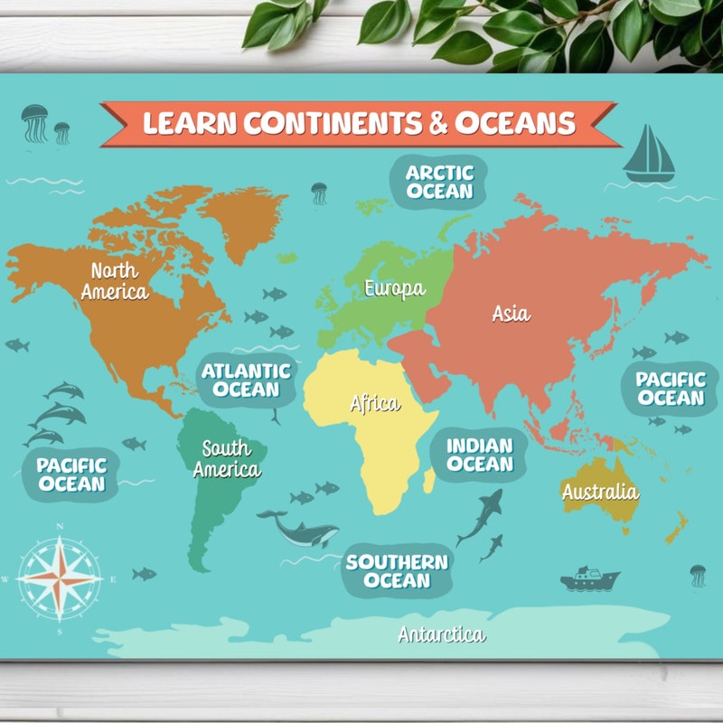 7 Continents Maps - Etsy