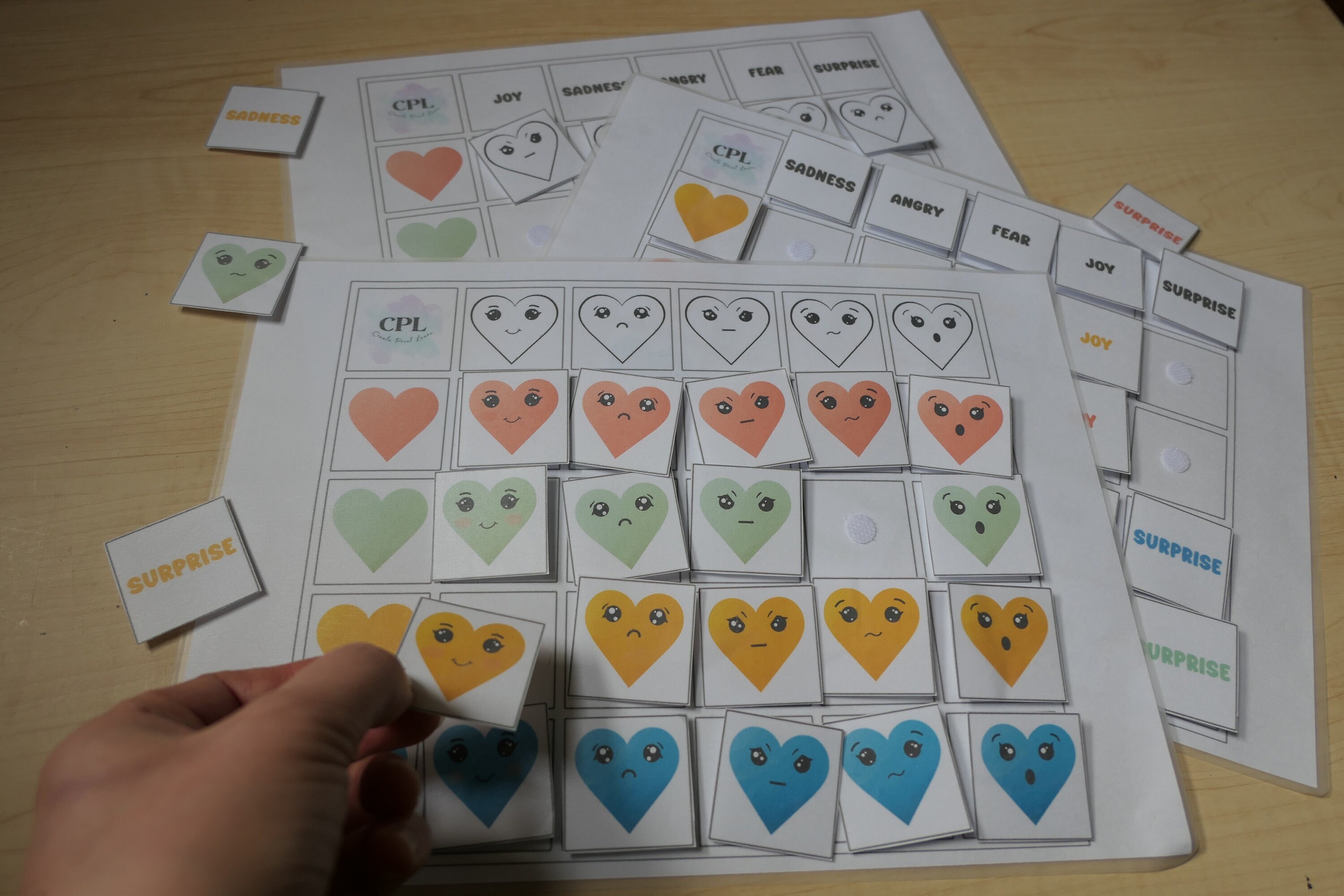 Valentine's Day Hearts Emotions Matching Game (PDF)
