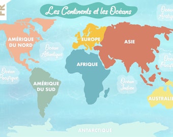 World Map: Continents and Oceans Montessori Printable (PDF)