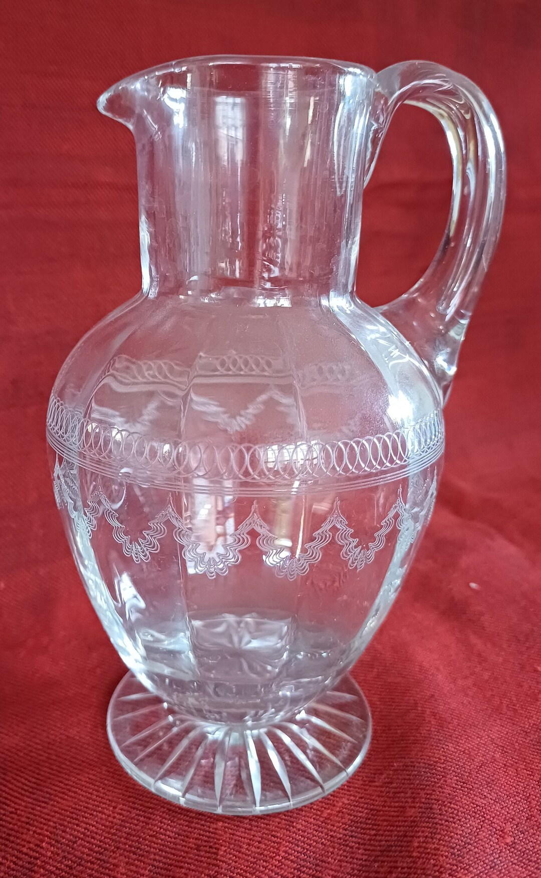 Victorian Engraved & Cut Glass Jug /pitcher Etsy