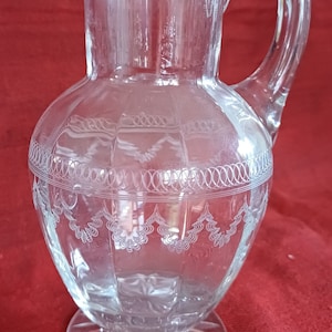 Victorian Engraved & Cut Glass Jug /Pitcher