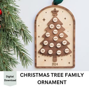 Family Christmas Ornament SVG File, Laser Ready Cut File, Christmas tree family ornament SVG File, Christmas Ornament digital file