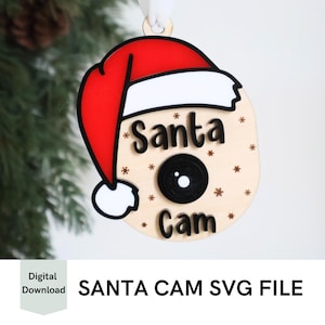 Santa Cam SVG File, Surveillance File, Personalized Santa cam ornament, Christmas Ornament, Christmas Laser file, Santa Camera SVG File