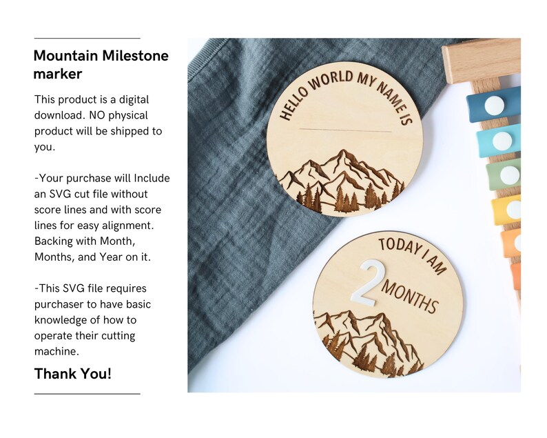 Baby Milestone SVG - Monthly Marker Digital File - Laser Cut Baby ...
