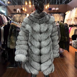 Silver fox fur coat - Etsy 日本