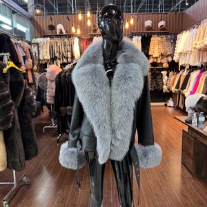 Women&#39;s Real Fox Fur and Real Leather Jacket