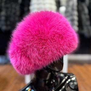 100% Real Fox Fur Pink  Hat