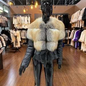 Real Fox Fur and Real Leather jacket , Woman Fox fur jacket