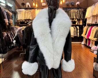 Women's Genuine Fox Fur and Real Leather Jacket