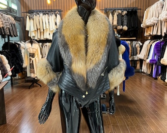 Damen Fuchspelz und Echtlederjacke