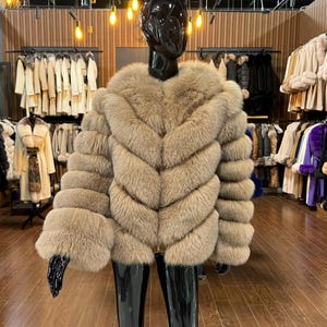Brown Fox Fur Jacket ,Luxury Real Fox Fur Jacket ,Woman Fur Coat