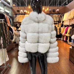 White  Fox Fur Jacket ,Luxury Real Fox Fur Jacket ,Woman Fur Coat