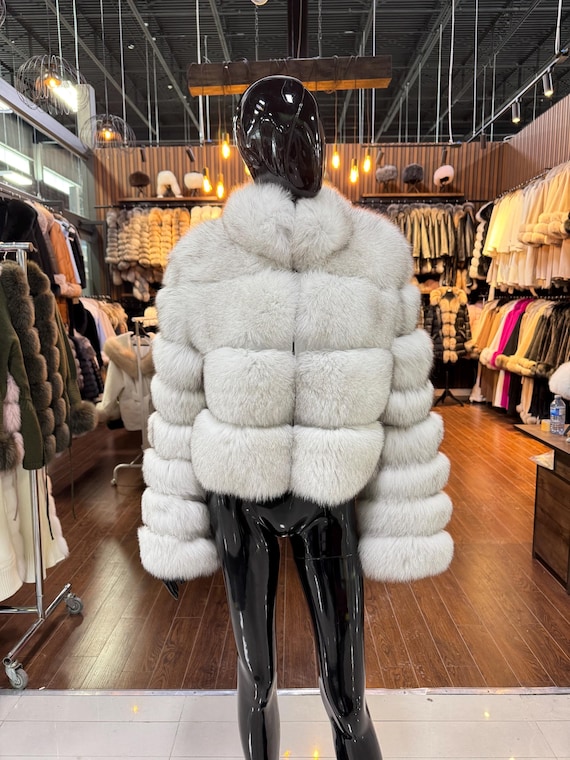 HOT Fox Echt Pelz Jacke White Fox-Pelz-Jacke, Luxus Real Fox