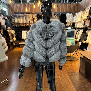 Silver Fox Fur Jacket ,Real Fox Fur Coat,Woman Fox Fur Jacket