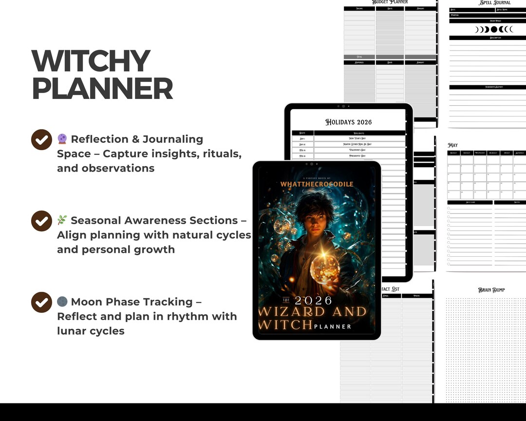 Wizard & Witch Digital Planner | 2026 Hyperlinked PDF | Goodnotes iPad ...