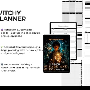 Planner digitale Wizard & Witch / PDF con collegamento ipertestuale 2026 / GoodNotes per iPad o Android / Planner Witchy
