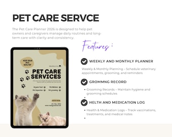 Digital Pet Care Planner | Hyperlinked Pet Organizer | Vet, Training, Feeding & Wellness Tracker | iPad or Android PDF