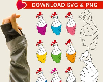 K-Pop Finger Heart SVG PNG: Placa de Eu Te Amo (Download Digital)