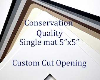 5x5 Archival photo mat custom cut conservation matboard to fit your art