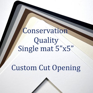 Conservation archival quality 5x5 Matboard for photo, picture framing mat, cut to your opening size