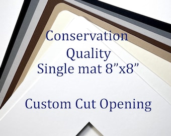 8x8 photo mat custom cut conservation matboard archival to fit your art