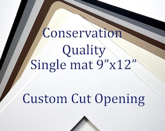 Custom cut conservation 9x12 photo mat archival to fit your art