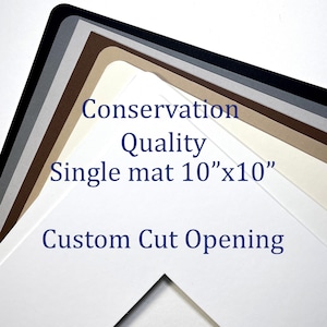 Custom Cut Picture Frame Matboard 10x10 photo mat archival to fit your art