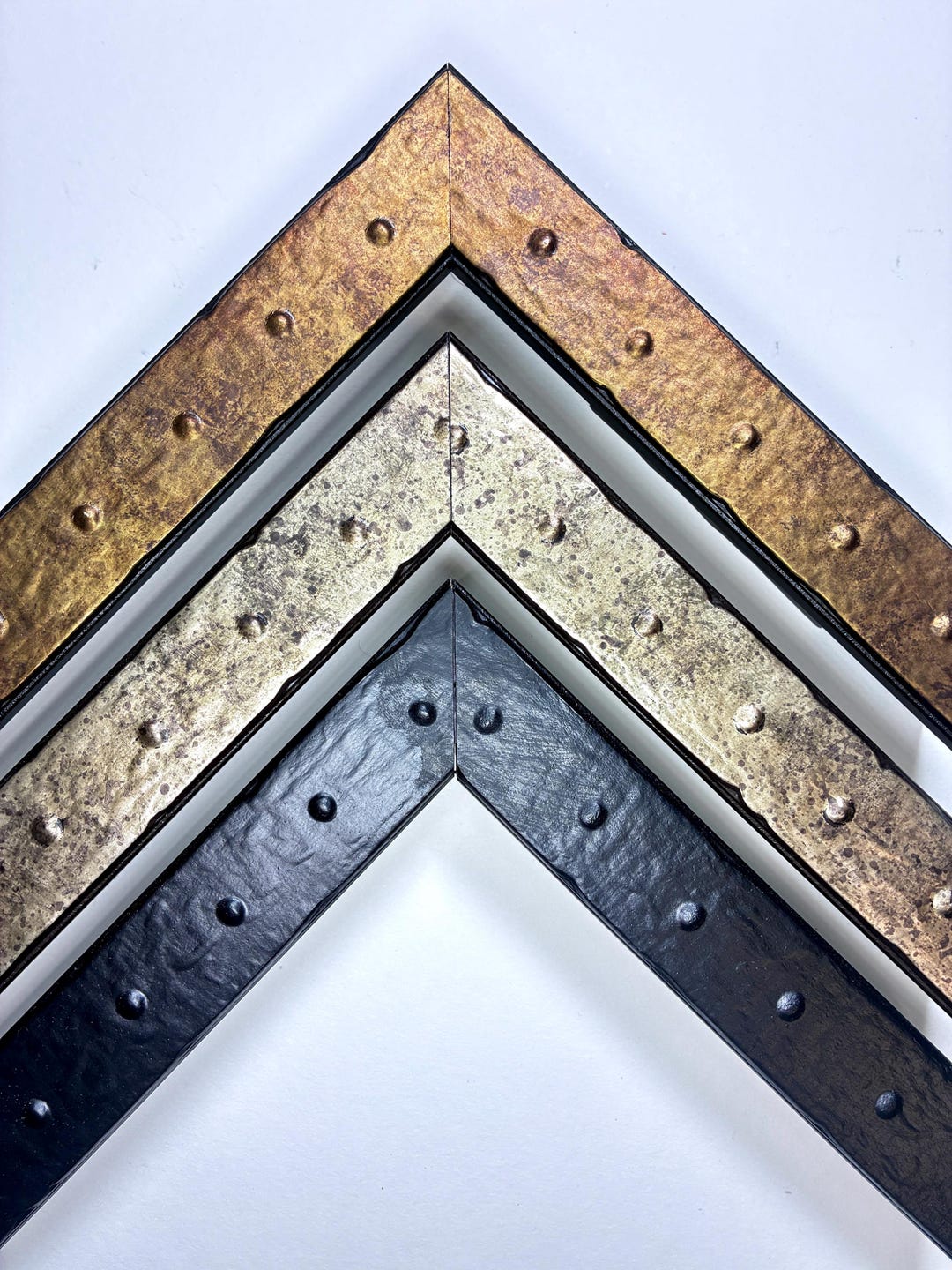 Industrial Style Distressed Warm Pewter Black or Gold Rivet Picture ...