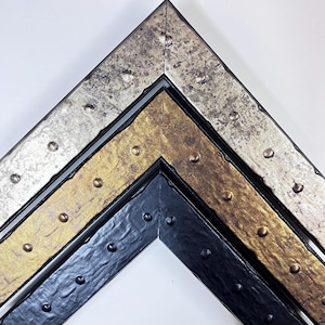 Industrial style distressed warm pewter black or gold rivet picture frame 4x6 5x7 6x8 8x10 11x14 16x20